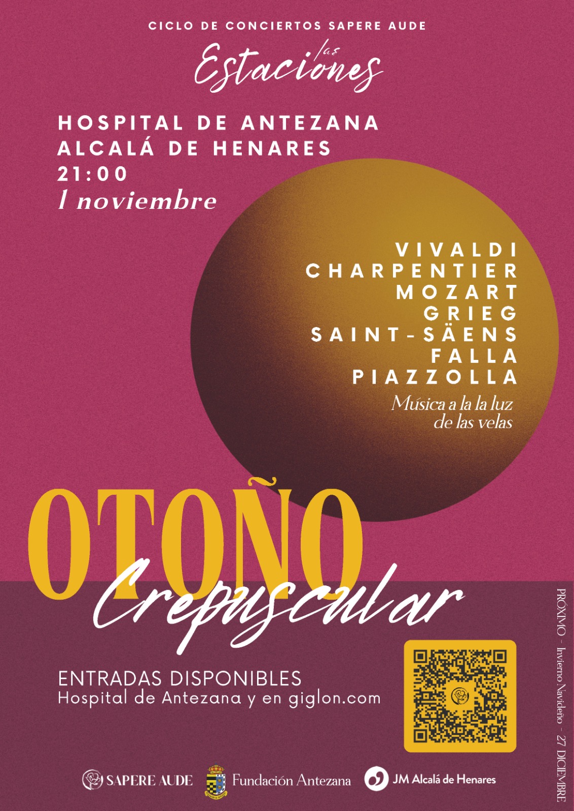 Concierto Otoño Crepuscular...  A la luz de las velas. Ciclo las Estaciones, Iglesia del Hospital de Antezana